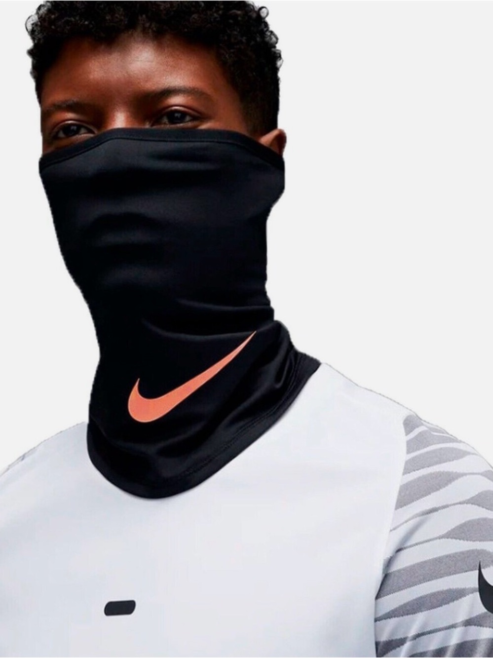 Nike Black Dri-Fit Neck Gaiter with Traditional orange Swoosh - one size